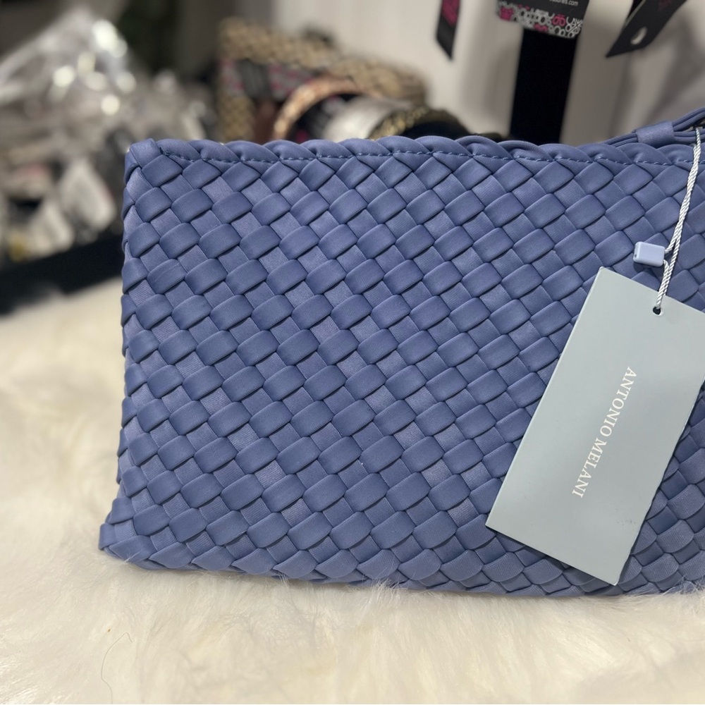 Bottega Veneta Blue Woven Clutch